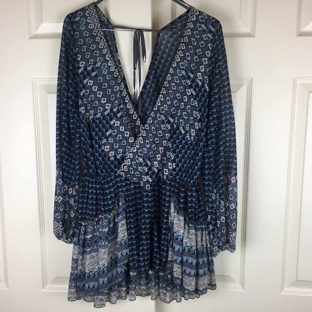 Free People Wrap Print Pocket Blouse
